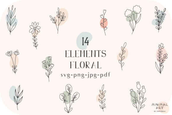 14 Hand-Drawn Flowers and Leaves Svg/png: Your Botanical Design Toolkit