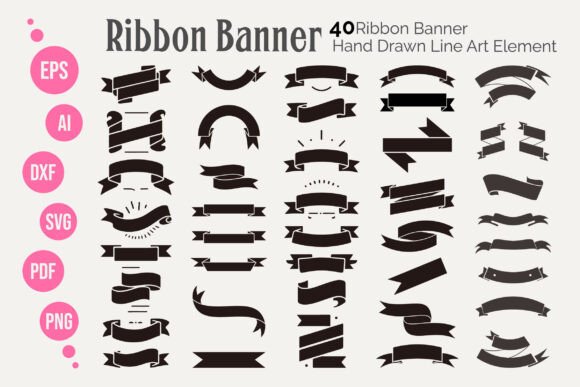 50 Ribbon Banner SVG Elements: Timeless Design Assets