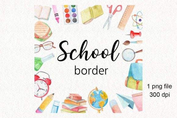 Back to School Watercolor Border PNG: Beyond the Planner Page
