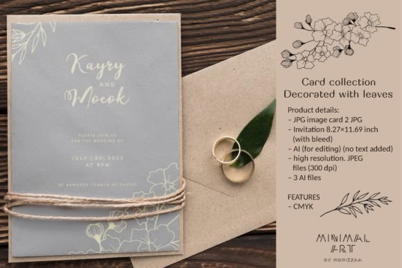 Card Collection Decorated with Leaves: Nature-Inspired Designs
