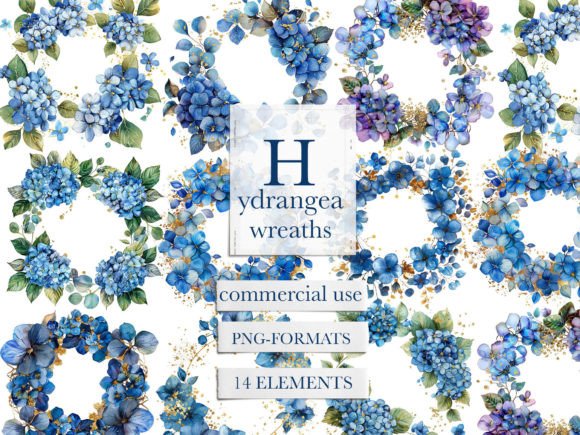 Elevate Your Designs with Hydrangea Wreath & Hydrangea Painting Clipart