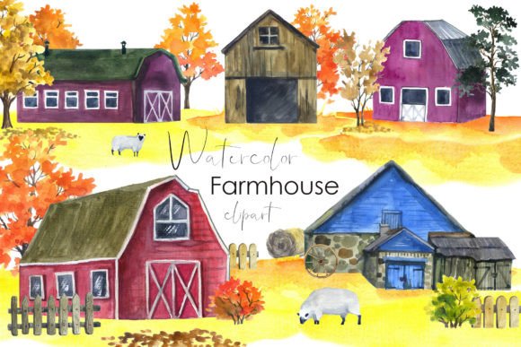 Fall Farmhouse Watercolor Clipart: Your Autumn Design Toolkit