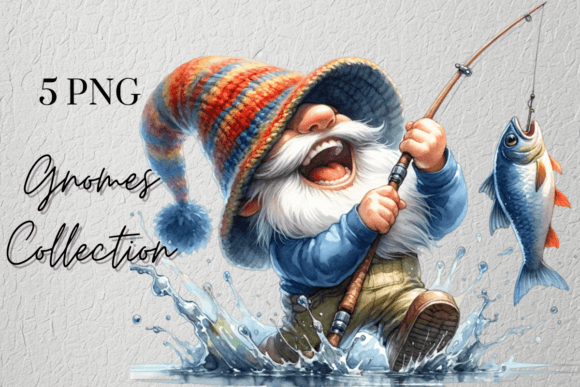 Fishing Gnomes Whimsical Fisherman: A Creative Asset for Your Next Project