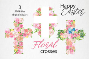 Floral Easter Cross Watercolor: Creative Design Assets