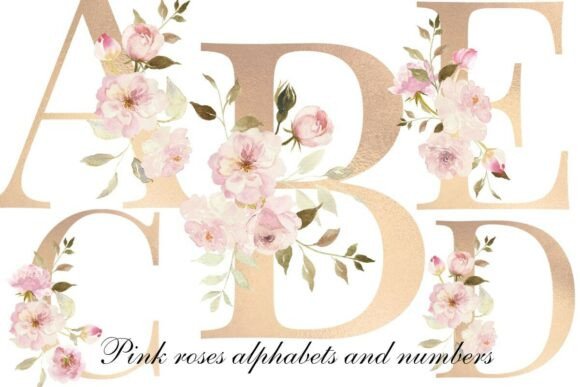 Gold Pink Floral Alphabets: A Premium Font for Elegant Designs