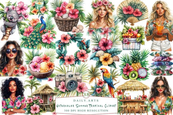 Infuse Your Projects with Vibrant Watercolor Summer Tropical Clipart
