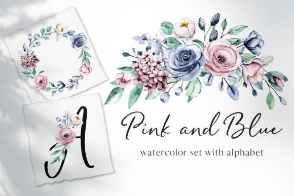 Pink & Blue Watercolor Roses: A Designer's Floral Toolkit