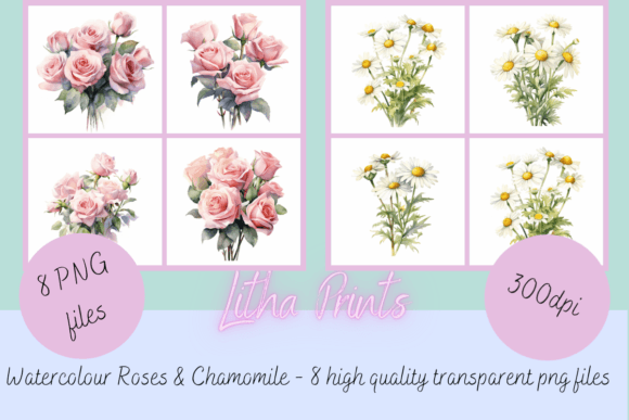 Pink Roses & Chamomile: A Watercolor Collection for Elegant Design