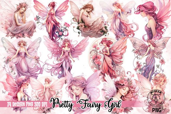 Pretty Fairy Girl Watercolor Clipart PNG: A Dreamy Design Asset