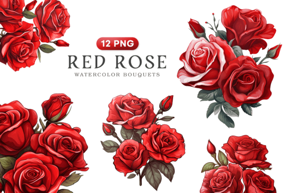 Red Rose Bouquets Clipart: Timeless Floral Design Assets