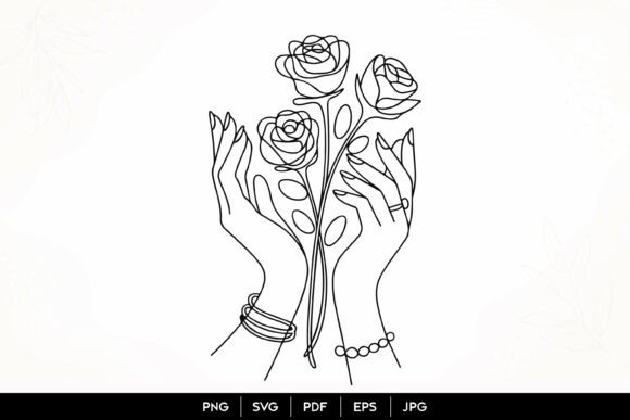 Rose Hands Line Art SVG: Modern Feminine Illustration