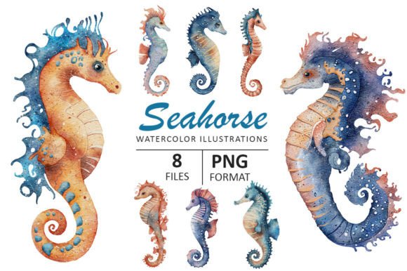 Seahorse Watercolor Illustration: Infusing Hand-Drawn Charm into Modern Designs