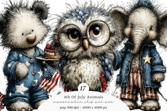 Spark Your Independence Day Designs with Festive Animal Clipart