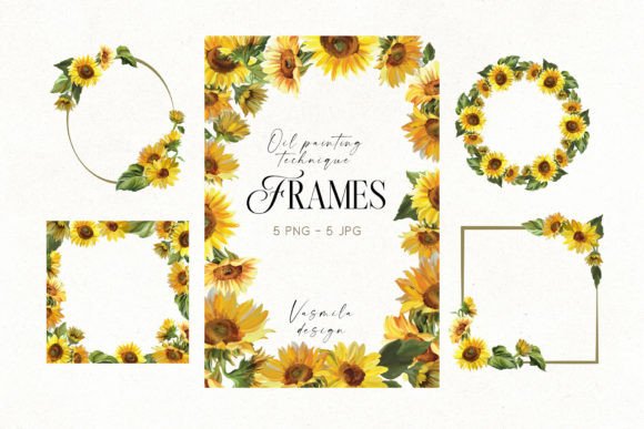 Sunflower Frame Clipart: Artistic Vectors for Creative Projects