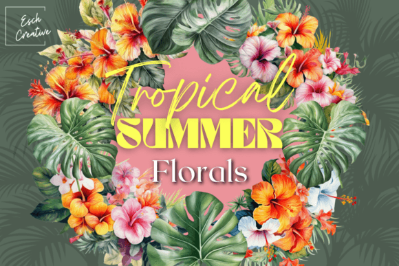 Tropical Summer Flower Watercolor Bundle: Vibrant Clipart for Designers