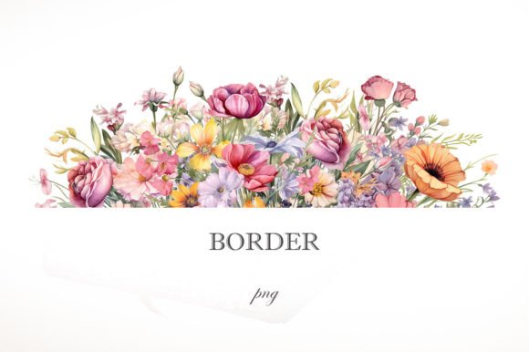 Watercolor Garden Flowers Border: Your Go-To Design Asset