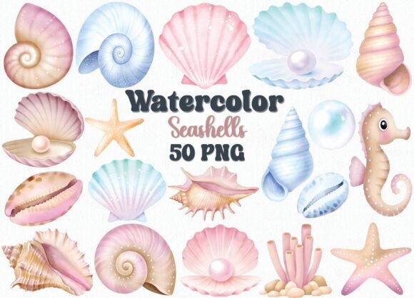 Watercolor Seashells Clipart Set: A Designer's Coastal Toolkit